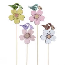 Spring decoration flower plugs wood bird decoration 8×6cm 12pcs