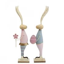 Spring decoration rabbits made of metal pair of rabbits H39cm