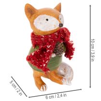 Product Set of 2 Polyresin Fox Figures with Scarf and Pine Cone, 10 cm, Autumn Decor