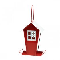 Product Bird Feeder Red and White Hanging Bird Feeder H21cm