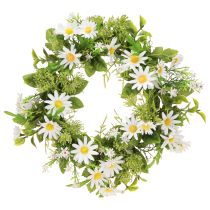 Daisy Wreath White Green Artificial Ø28cm H9cm
