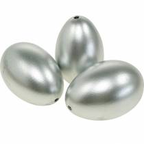 Goose Eggs Silver Blown Eggs Easter Decoration 12pcs