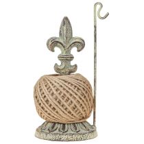 Product Antique decorative metal thread spool holder with lily and jute 20.5cm