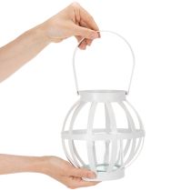 Product Garden lantern metal with glass Lantern for hanging White Ø18.5cm