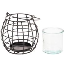 Product Garden lantern black metal with lantern Ø14cm H12.5cm