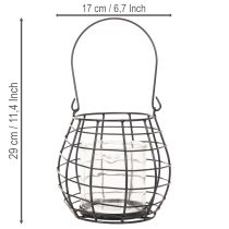 Product Garden lantern with handle black glass Ø17cm H15cm