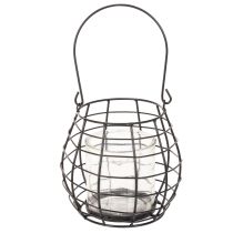 Product Garden lantern with handle black glass Ø17cm H15cm