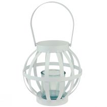 Product Garden lantern metal glass lantern for hanging white Ø18.5cm