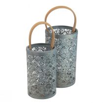 Product Garden Lantern Metal Lantern Handle Gray H30.5/25cm Set of 2