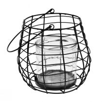 Garden lantern black metal with lantern Ø14cm H12.5cm