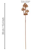 Product Garden stake, rusted metal, fly agaric decorative stake, 10cm, 6 pieces
