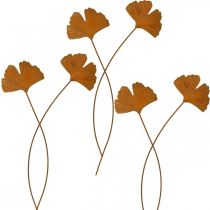 Product Garden stake rust gingko leaf bed stake 7x5cm 6pcs