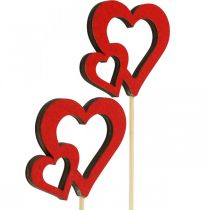 Flower plug heart wood red romantic decoration 6cm 24pcs