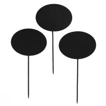 Product Plant labels bed plugs wooden signs oval black 19cm 12pcs