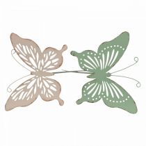 Product Bed stake metal butterfly pink green 10.5x8.5cm 4pcs