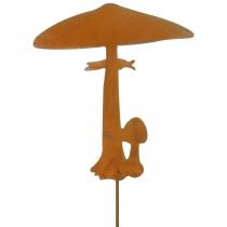 Product Garden Stake Mushrooms Garden Decoration Rust Metal 70cm