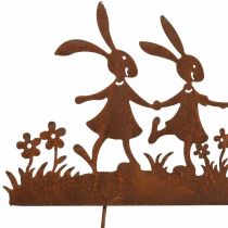 Garden stake rust Easter, flower stake rabbit metal W40cm
