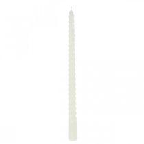 Twisted candles spiral candles cream Ø2.2cm H30cm 2pcs
