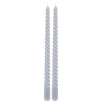 Twisted candles light blue taper candles Ø2.2cm H30cm 2pcs