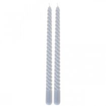 Product Twisted candles light blue taper candles Ø2.2cm H30cm 2pcs