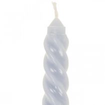 Twisted candles light blue taper candles Ø2.2cm H30cm 2pcs