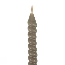 Twisted candles spiral candles gray green Ø1.4cm H18cm 4pcs
