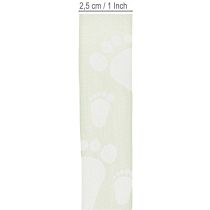 Product Gift ribbon baby feet decoration baptism green 25mm 16m