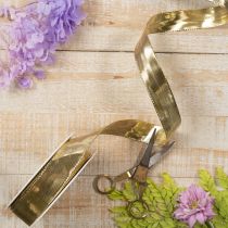 Product Gold gift ribbon with wire edge, 25mm wide, 25m long
