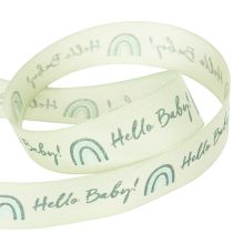 Product Gift ribbon Hello Baby decorative ribbon christening green 25mm 16m