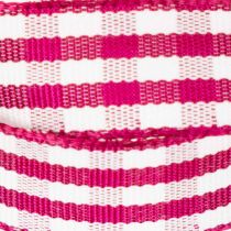 Product Viscose and Polyester Checked Ribbon in Red and White, 15 mm x 20 m for Gifts and Home Décor