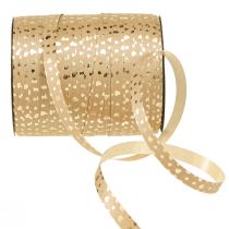 Product Gift Ribbon Curling Ribbon with Hearts Gold Brown 10mm 100m