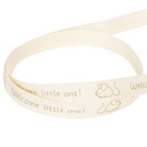 Product Gift ribbon with little mouse design, decorative ribbon for births and christenings, 15mm wide, 20m long
