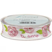 Product Gift Ribbon Roses "Ti amo" Romantic Decorative Ribbon 25mm 20m