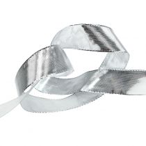 Product Gift ribbon silver with wire edge 25m