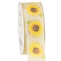 Product Gift ribbon sunflowers yellow ribbon 40mm 15m