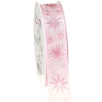 Product Gift ribbon stars Christmas ribbon pink 25mm 20m