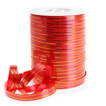 Product Gift ribbon 2 gold stripes on red 10 mm 250m