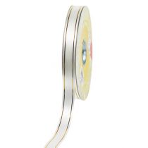 Product Gift ribbon 2 gold stripes on white 19mm 100m