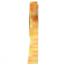 Product Gift ribbon flowers organza ribbon yellow orange 25mm 18m