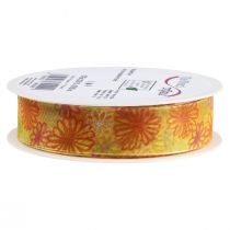 Product Gift ribbon flowers organza ribbon yellow orange 25mm 18m