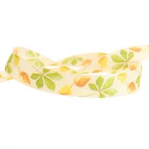 Product Gift ribbon green autumn leaves deco ribbon autumn 25mm 20m