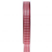 Product Gift ribbon Checked Bordeaux 15mm 20m