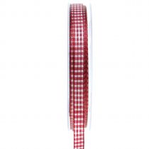Product Gift ribbon Checked Bordeaux 8mm 20m