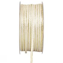 Gift ribbon silk ribbon white gold stranded ribbon 3mm 100m