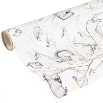 Product Gift Wrap Animals White Grey Gold Autumn Winter 200cm