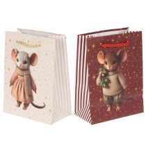 Product Christmas Gift Bags with Mouse Motif, 16cm, Set of 2