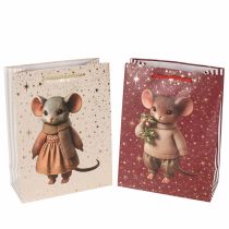 Product Christmas Gift Bags with Mouse and Stars, 24 cm, Set of 2