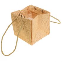 Product Gift bags woven with handles vanilla orange pink 10.5cm 12 pcs