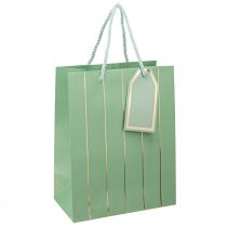 Product Gift Bag Light Green Golden Stripes 18×10×23cm 1 pc