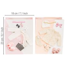 Product Baby Girl Gift Bags – Paper Baby Shower and Christening Gift Bags, Pink and Peach, Set of 2 (23×18 cm)